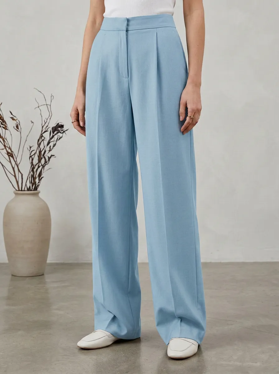 High-Waist Pleated Women's Wide-Leg Trousers