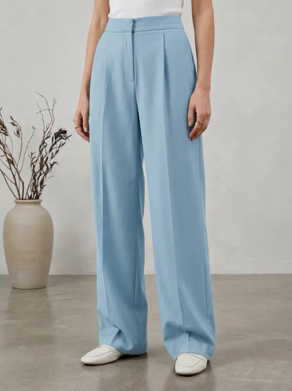 High-Waist Pleated Women's Wide-Leg Trousers