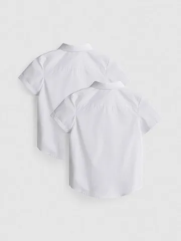 3-7yrs | 2pk Unisex Cotton Blend Short Sleeve School Shirts