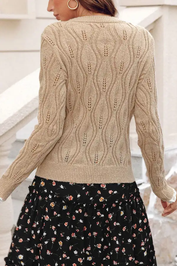 Lace Trim Knit Pearl Detail Sweater