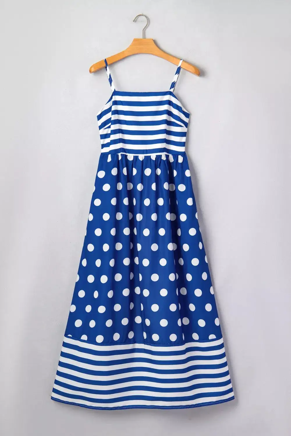 Striped Polka Dot High Waist Maxi Dress