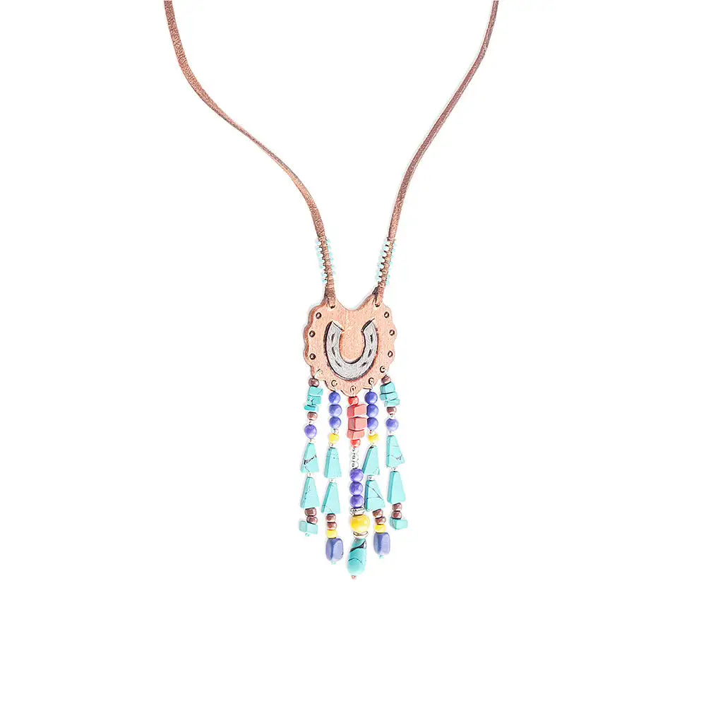 Detailed Horseshoe Charm Pendant Necklace