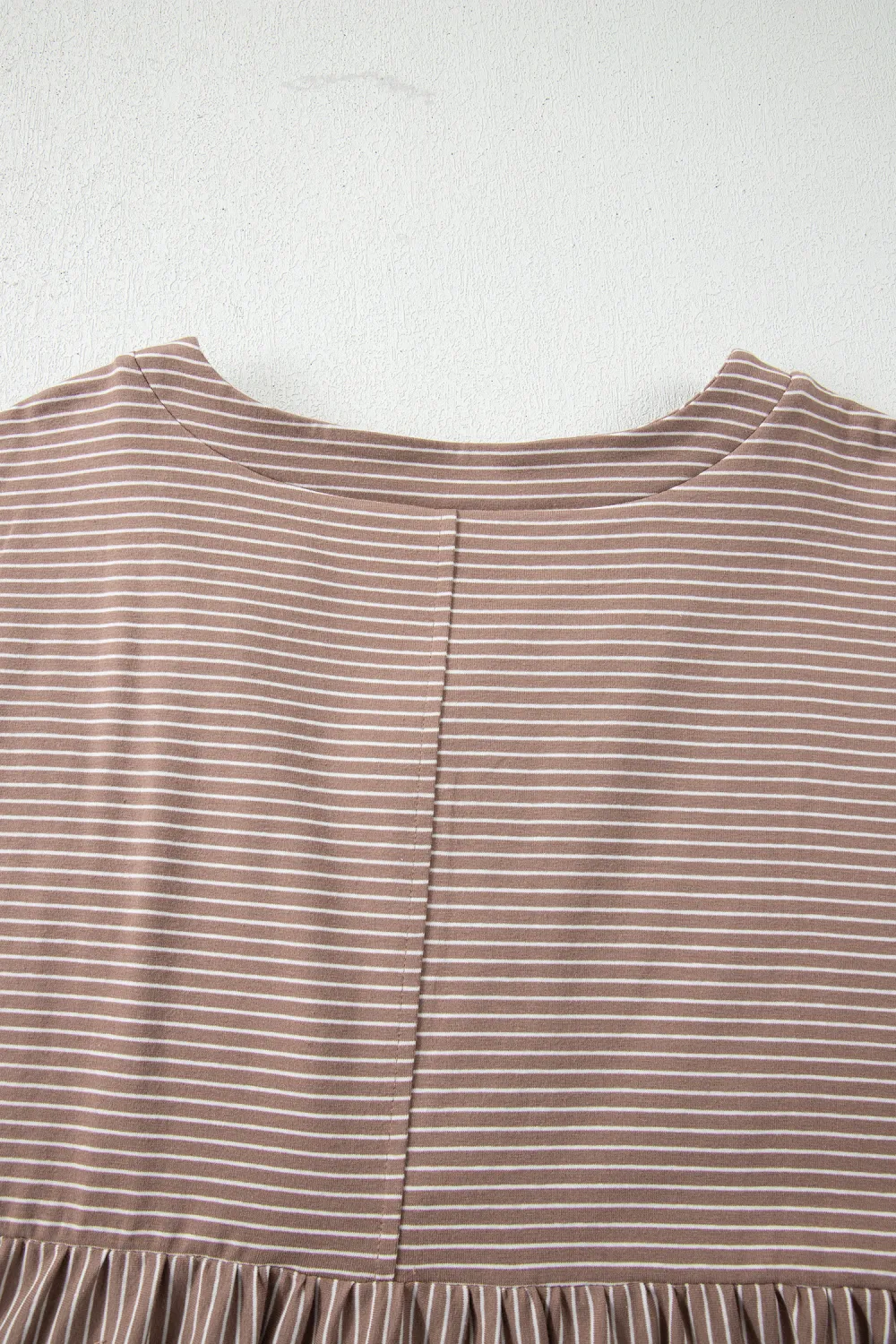 Khaki Stripe Buttoned V Neck Tee