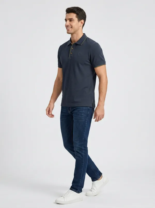 Contrast-Trim Embroidered-Detail Men's Polo Shirt