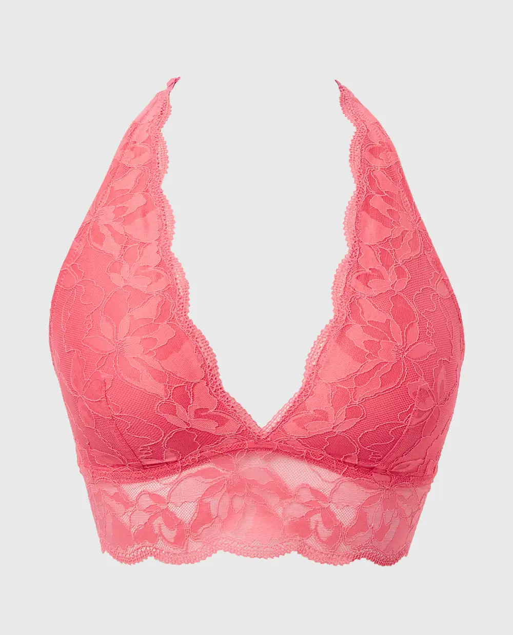 Modern Unlined Halter Bralette With Charmed Lace