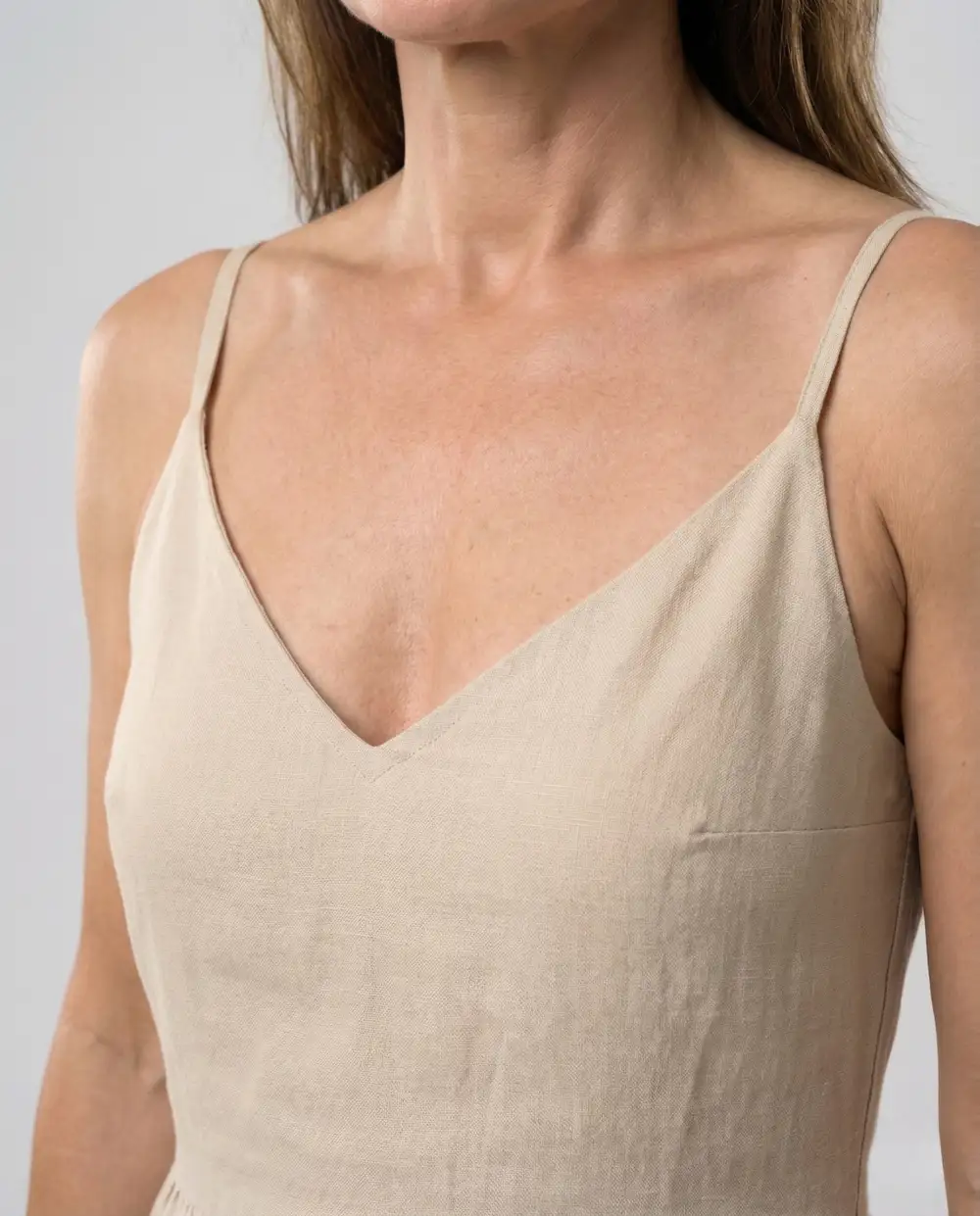 Women's V-Neck Spaghetti-Strap Pocketed Summer Midi Dress
