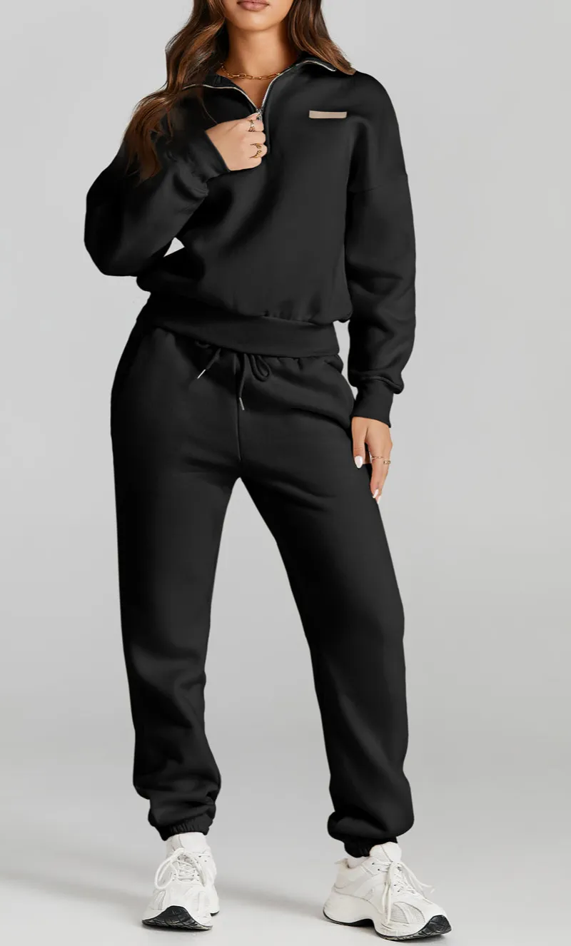 Quarter Zip Top And Drawstring Pants Active Set