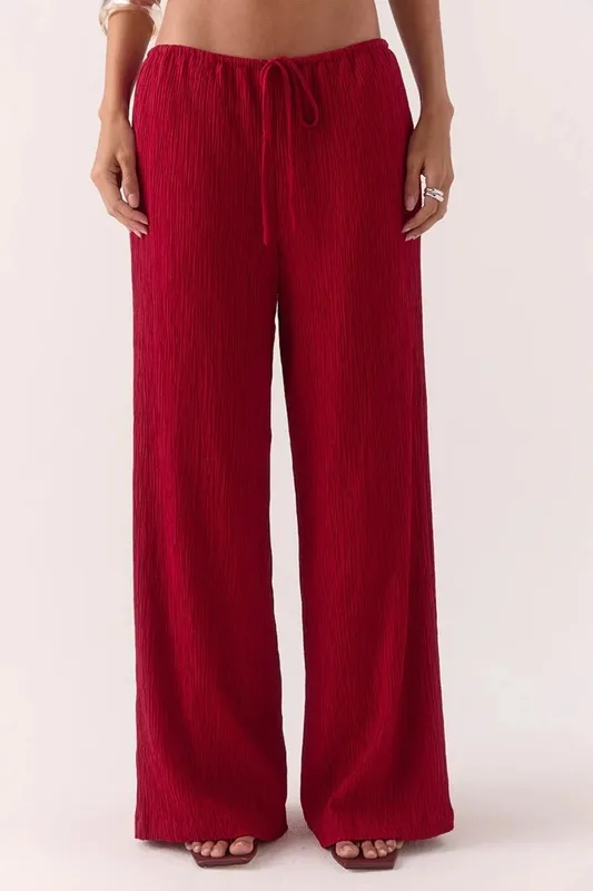 Raspberry Straight-Leg Pants