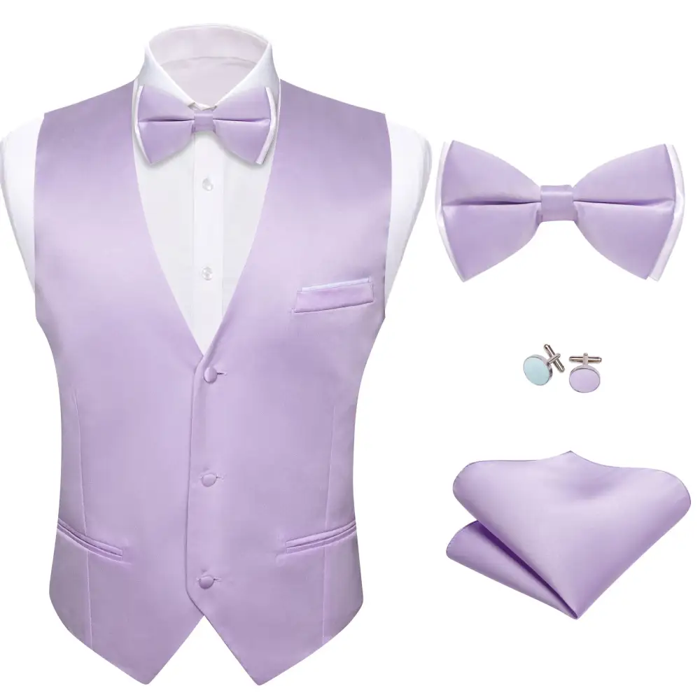 Solid V Neck Formal Vest Set