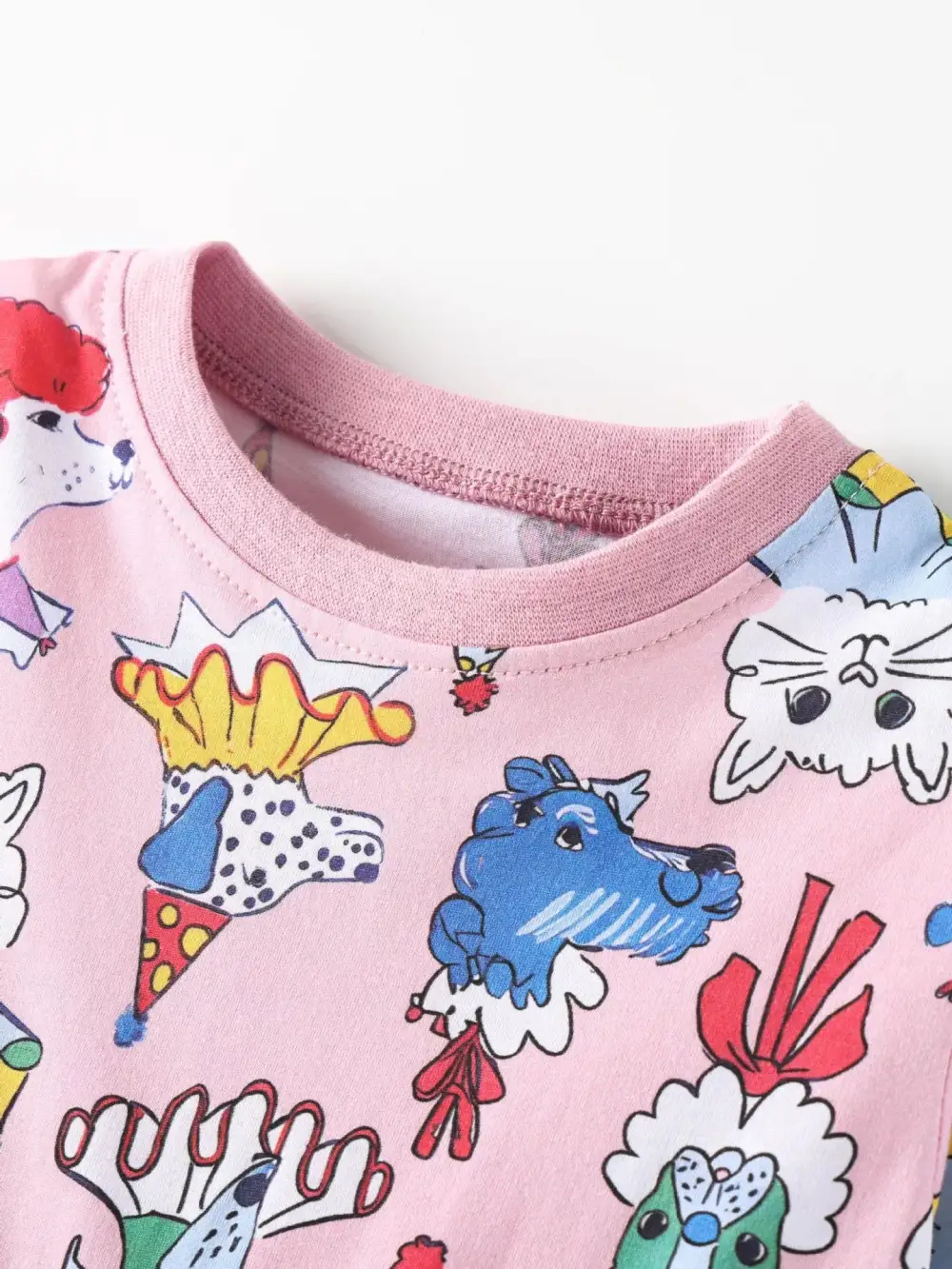 Girls Cartoon Print Short Sleeve Dress