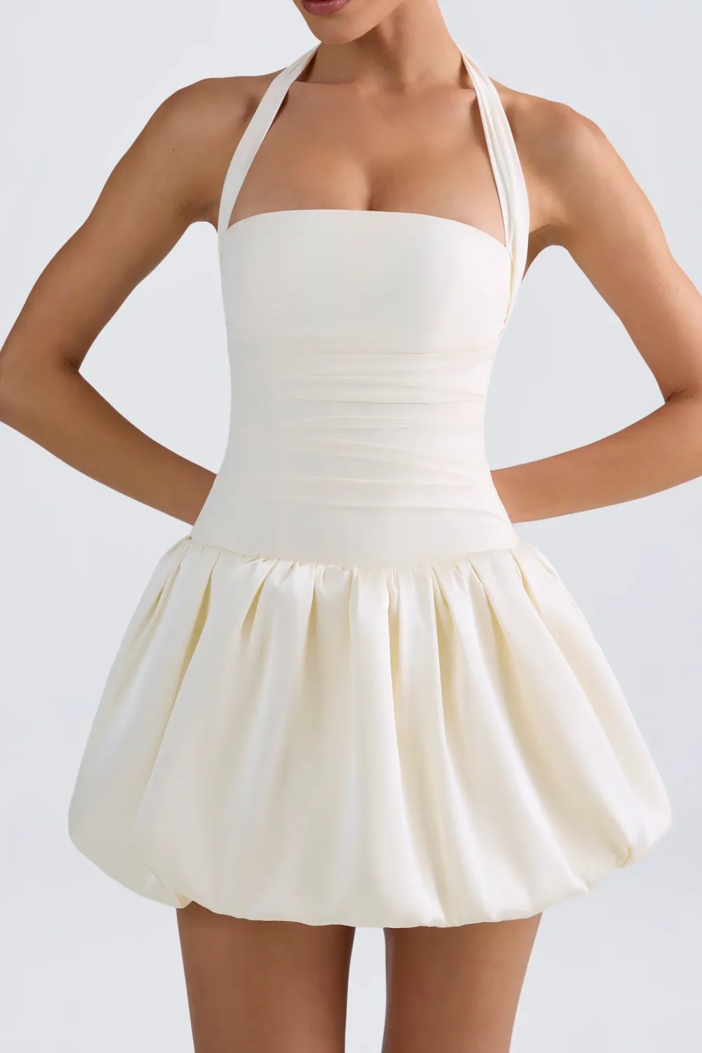 Playful Mini Bubble Skirt Halter Neck Dress