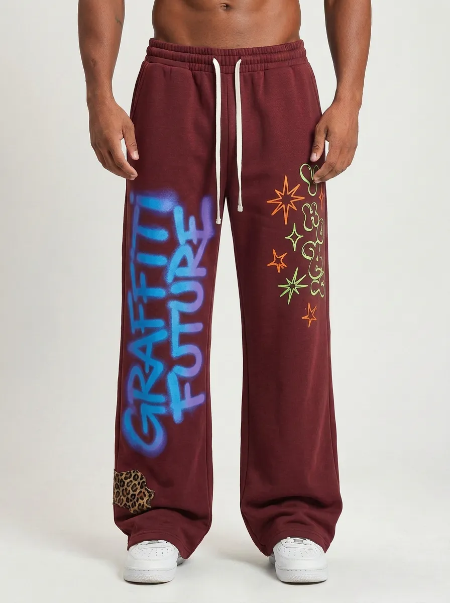 Men's Streetwear Graffiti Future Star Printed Sweatpants