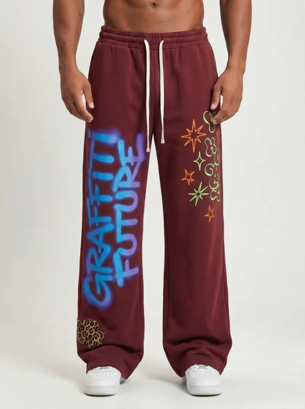 Men's Streetwear Graffiti Future Star Printed Sweatpants