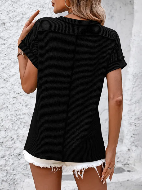 Refined Round-Neck Short-Sleeve Knit Relaxed-Fit T-Shirt