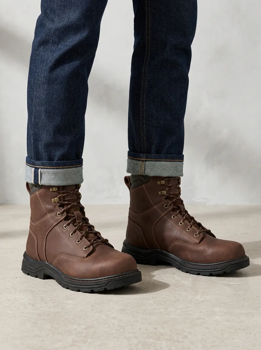 Men's Trail Style Topographic Pattern Work Boots