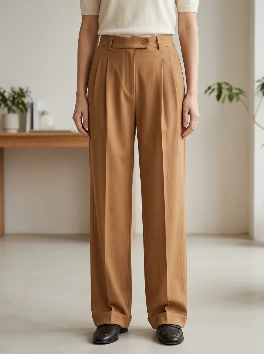Everyday Laid Back Pleated High Rise Wide Leg Trousers