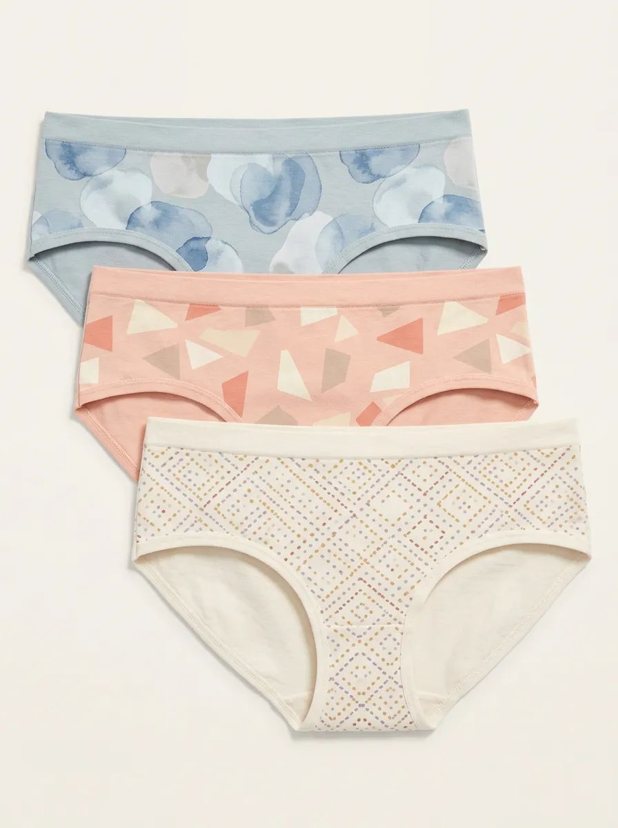 Women's Geometric Watercolor Dotted Three-Pack Panties