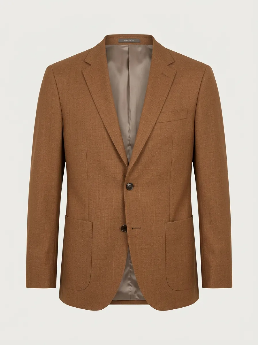 Men's Business Casual Brown Solid Color Tailored Blazer Jacket