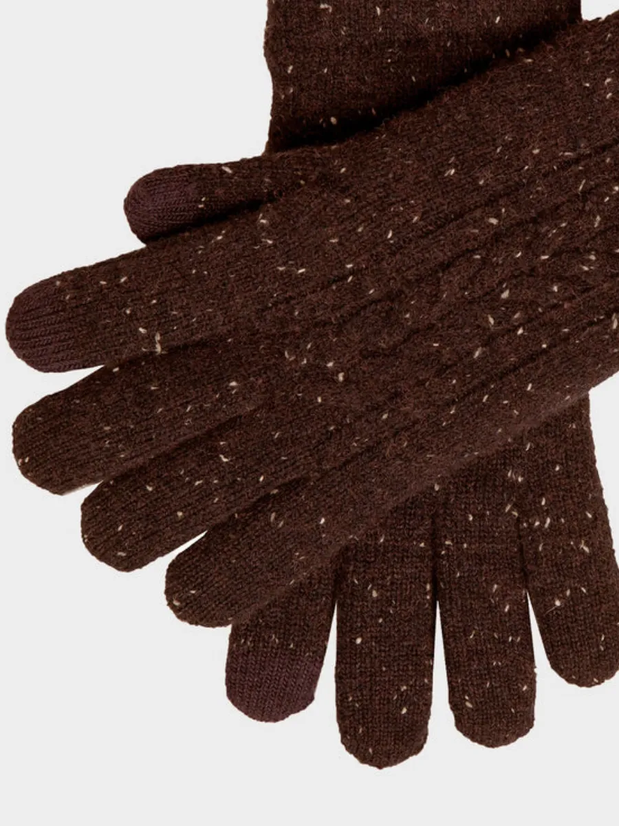 Cable-Knit Speckled Gloves