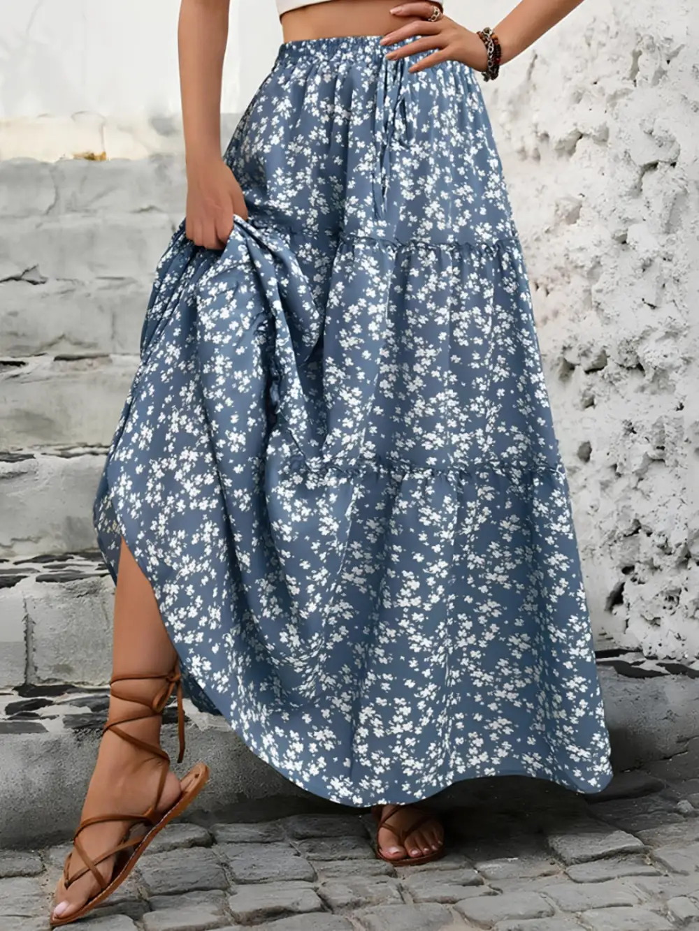 Everyday Tiered Floral Maxi Skirt