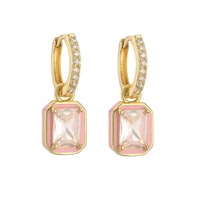 namel merald Cut Crystal Huggie