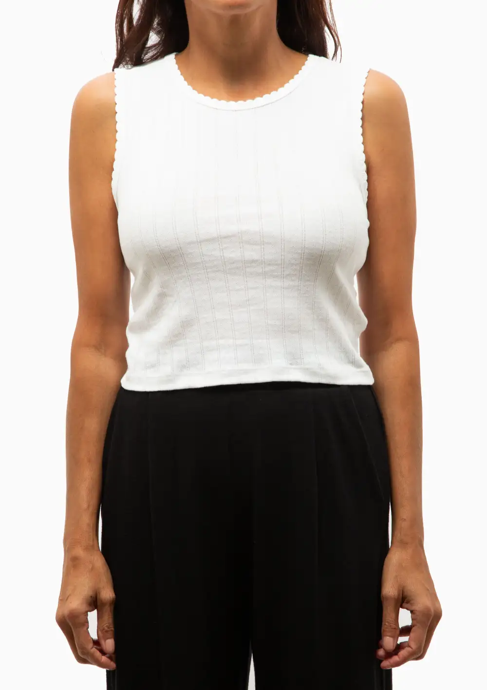 Pointelle Sleeveless Crew Top