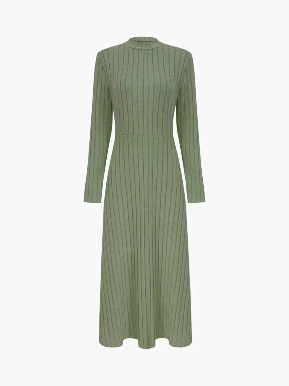 Ribbed Knit Long Sleeve Midi Dress