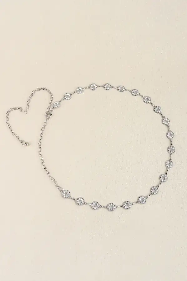 Adjustable Rhinestone-Detail Zinc-Alloy Everyday Waist Belt