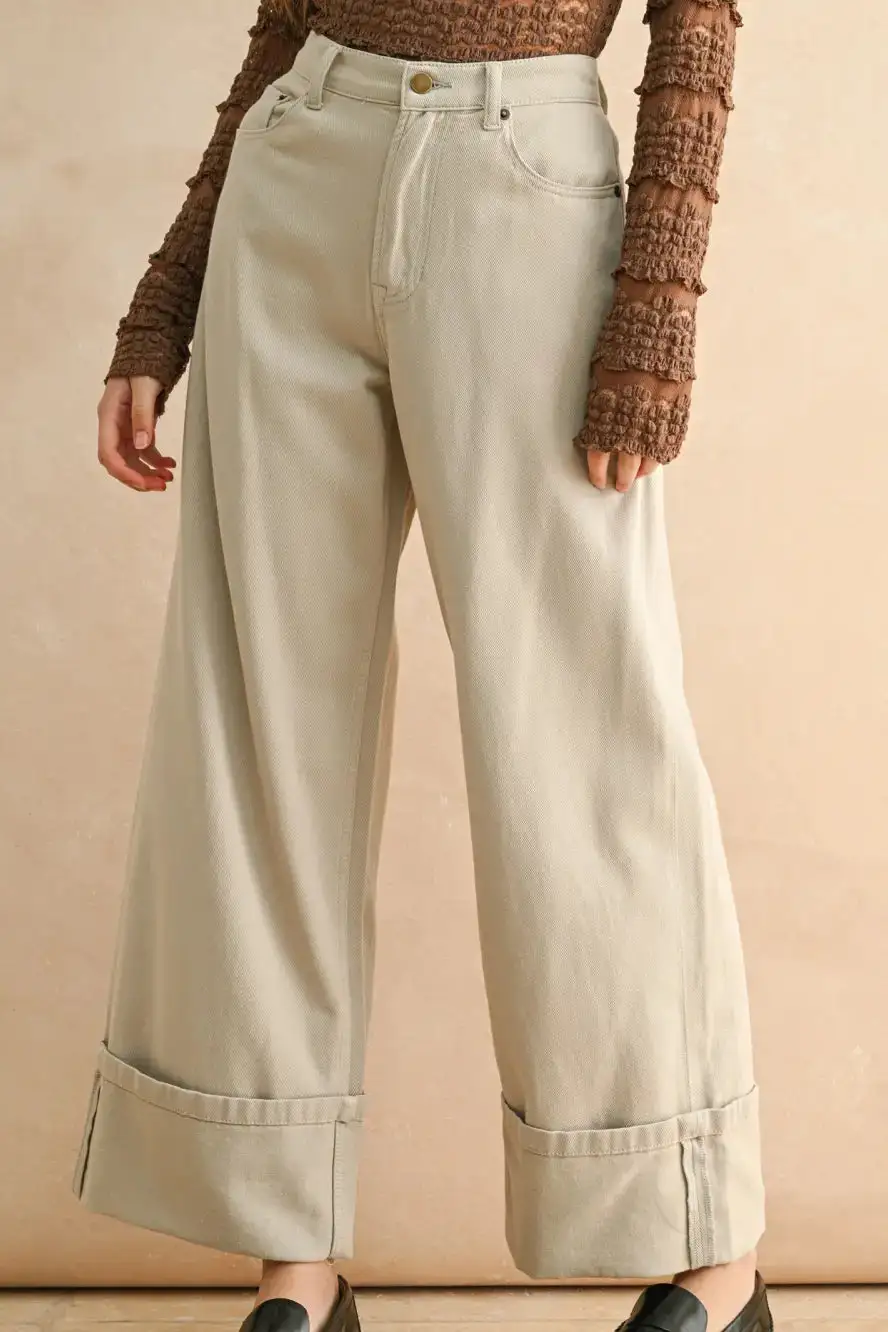 Cuffed Cotton Pants