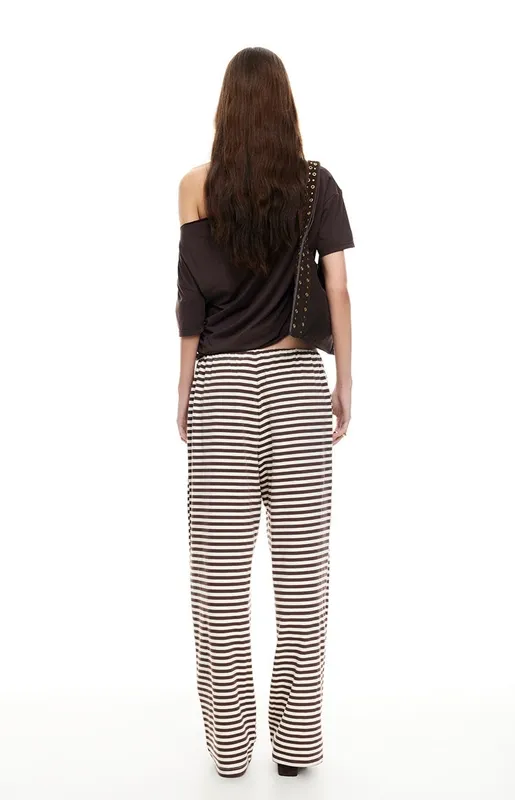 Dark Chocolate Stripe Low-Rise Lounge Pants