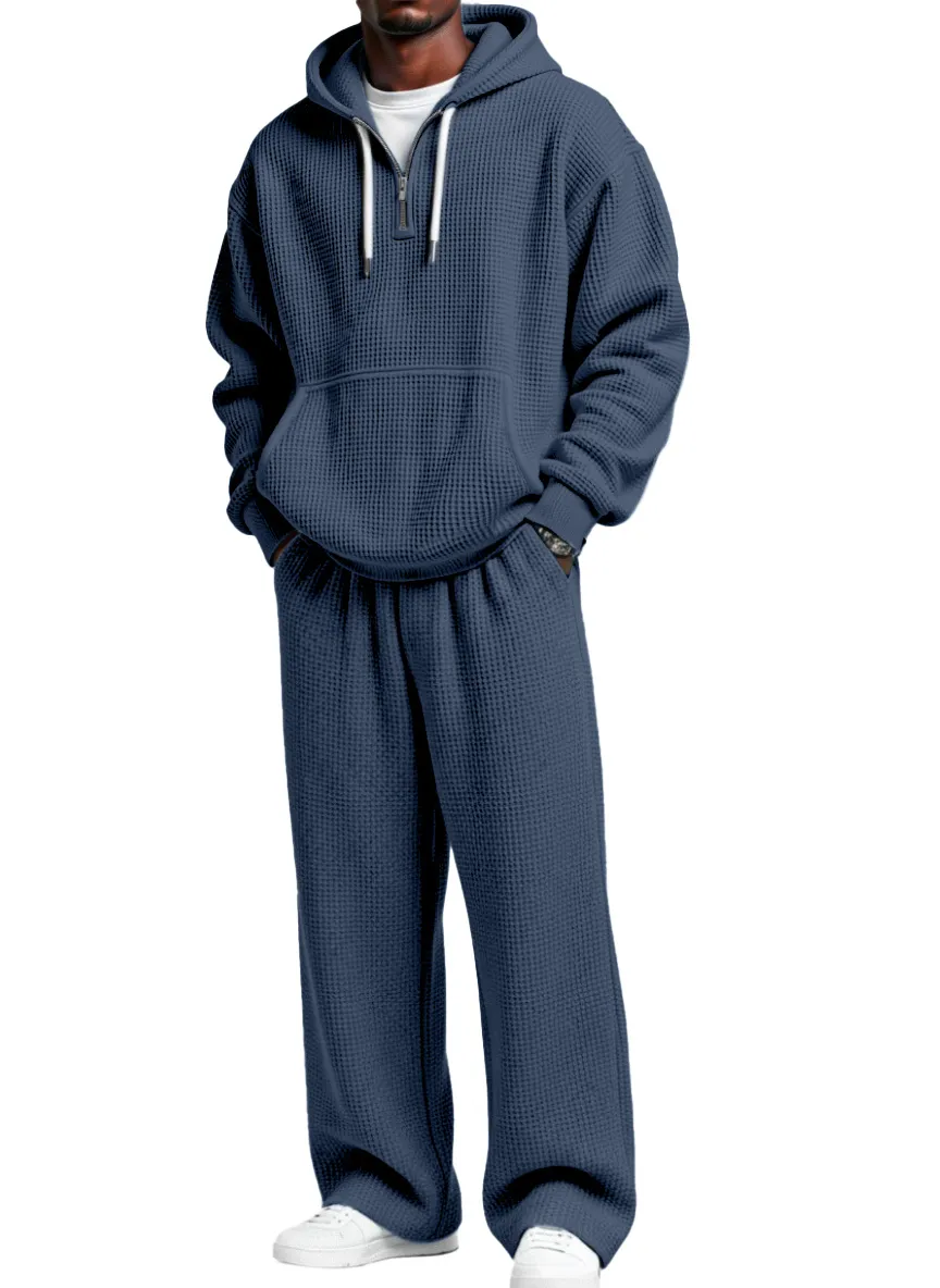 Textured Knit Hooded Zip Set