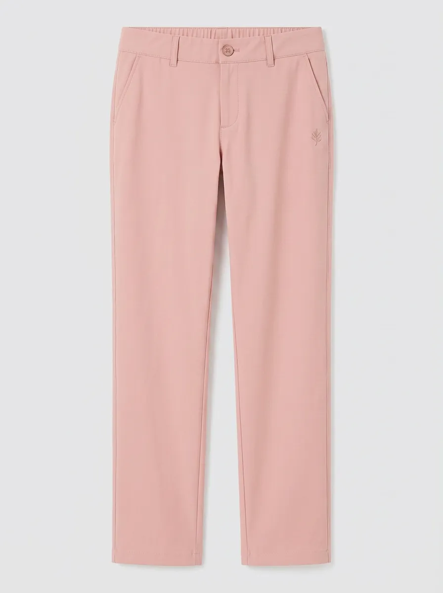 Women's Streamlined Comfort Leaf Embroidered Mid Rise Straight Leg Pants