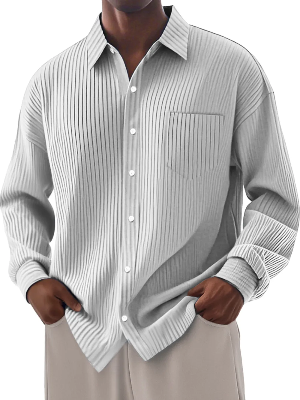 Clean Cut Long Sleeve Button Front Shirt