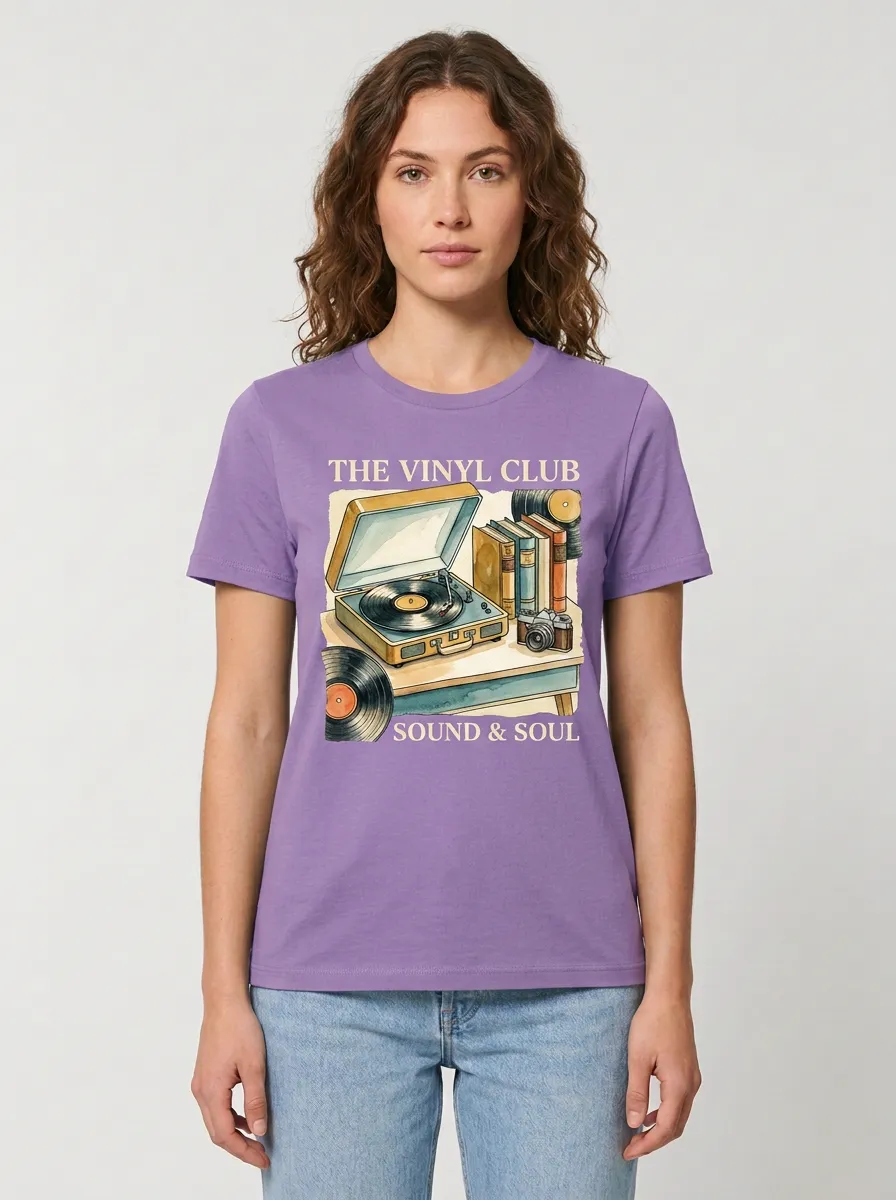 Women's Vinyl Record Music Lover Turntable Books Printed T-shirt