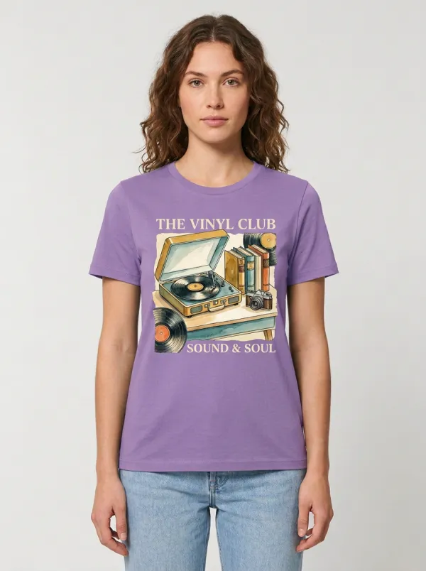 Women's Vinyl Record Music Lover Turntable Books Printed T-shirt