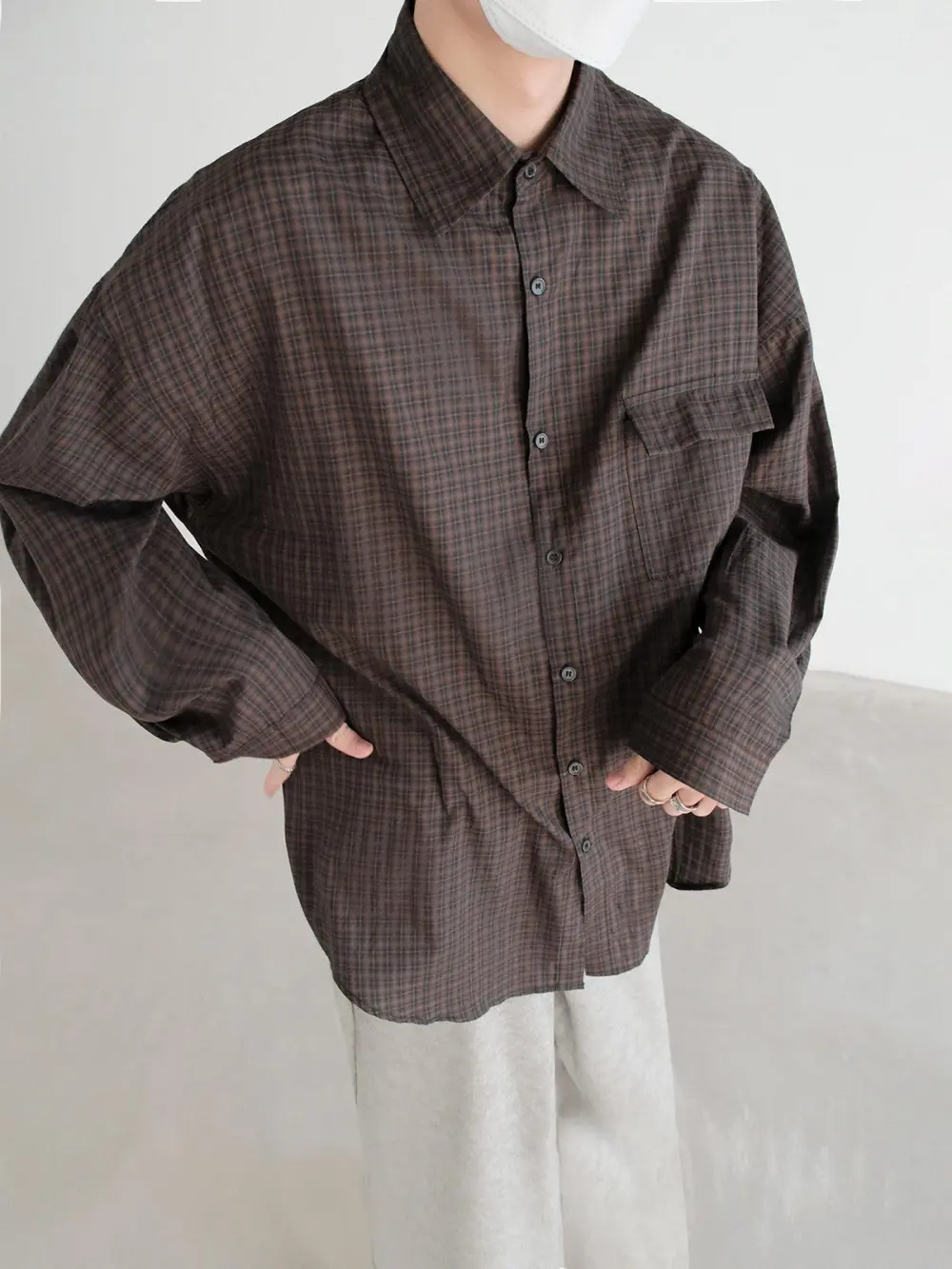 Side Flap Pocket Plaid Shirt
