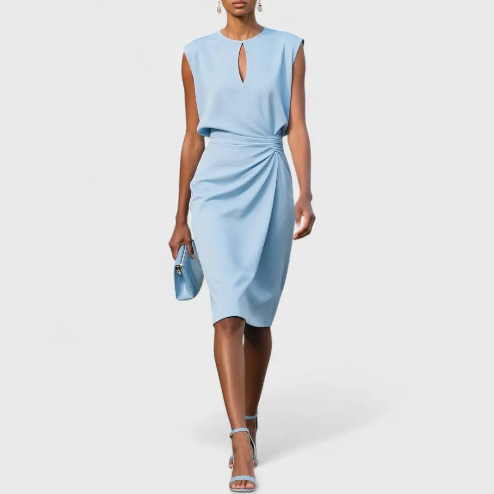  Draped Waist Midi Dress