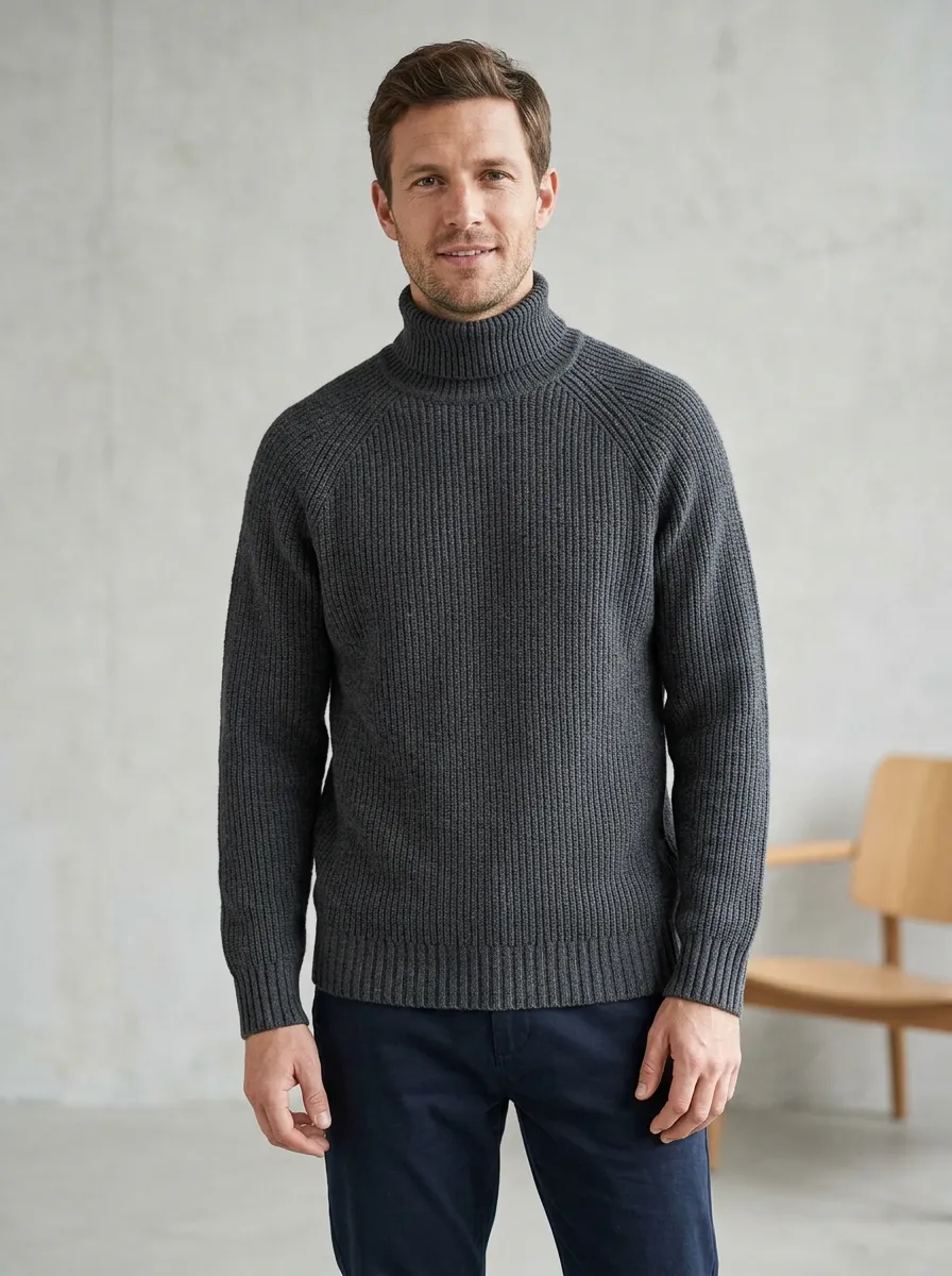 Men's Easy Layer Ribbed Knit Turtleneck Sweater