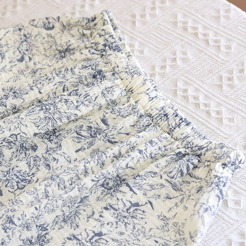 Cotton Allover Print Lace Pajama Set