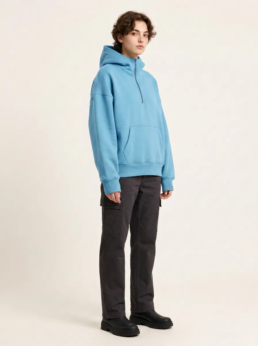 Modern Layer Quarter Zip Unisex Pullover Hoodie