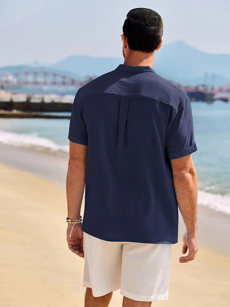 Casual Breathable Solid Henley Shirt