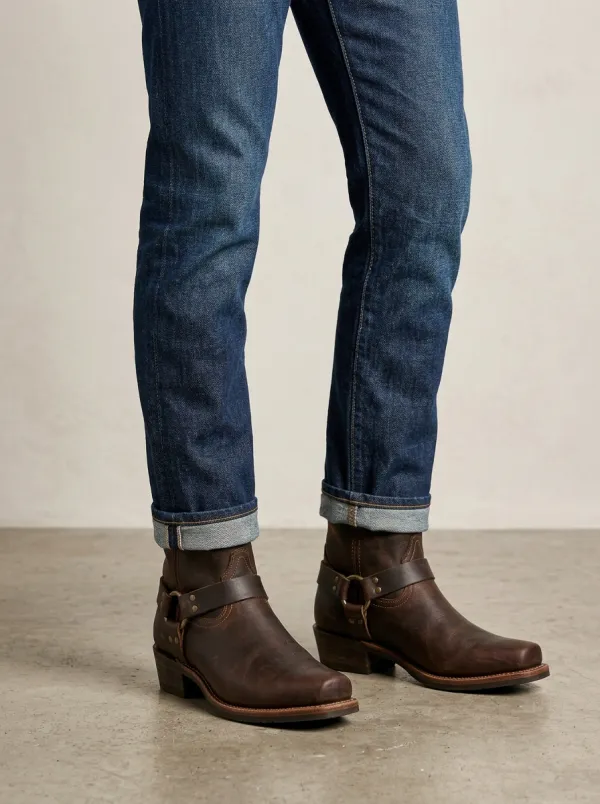 Men's Classic Western Brown Leather Harness Boots