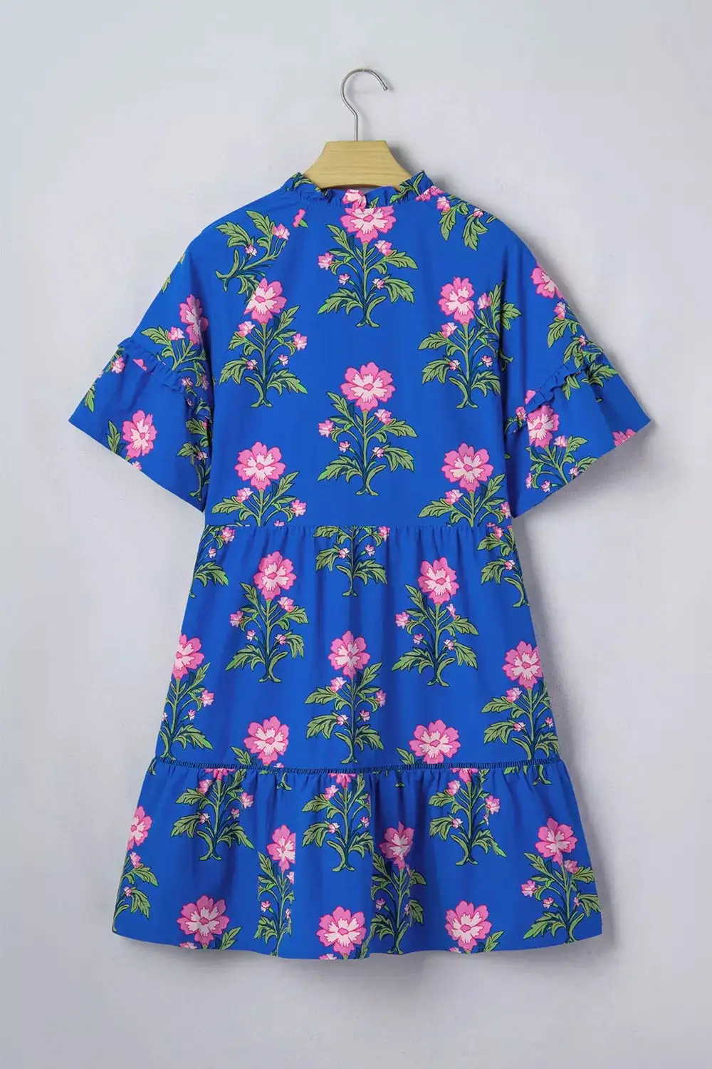 Floral V Neck Short Sleeve Dress Casual