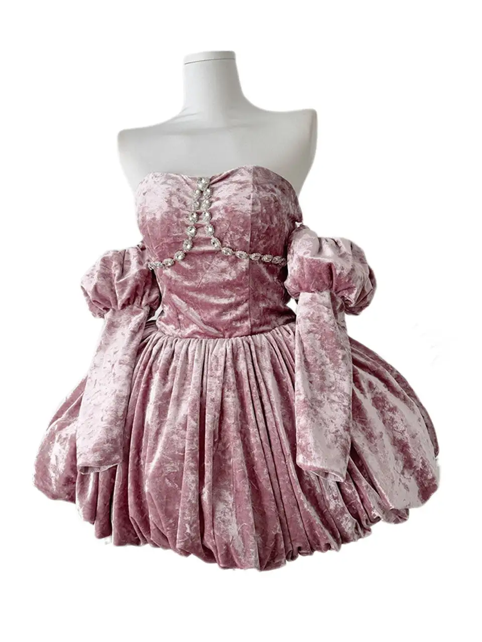 Velvet Strapless Evening Evening Gown