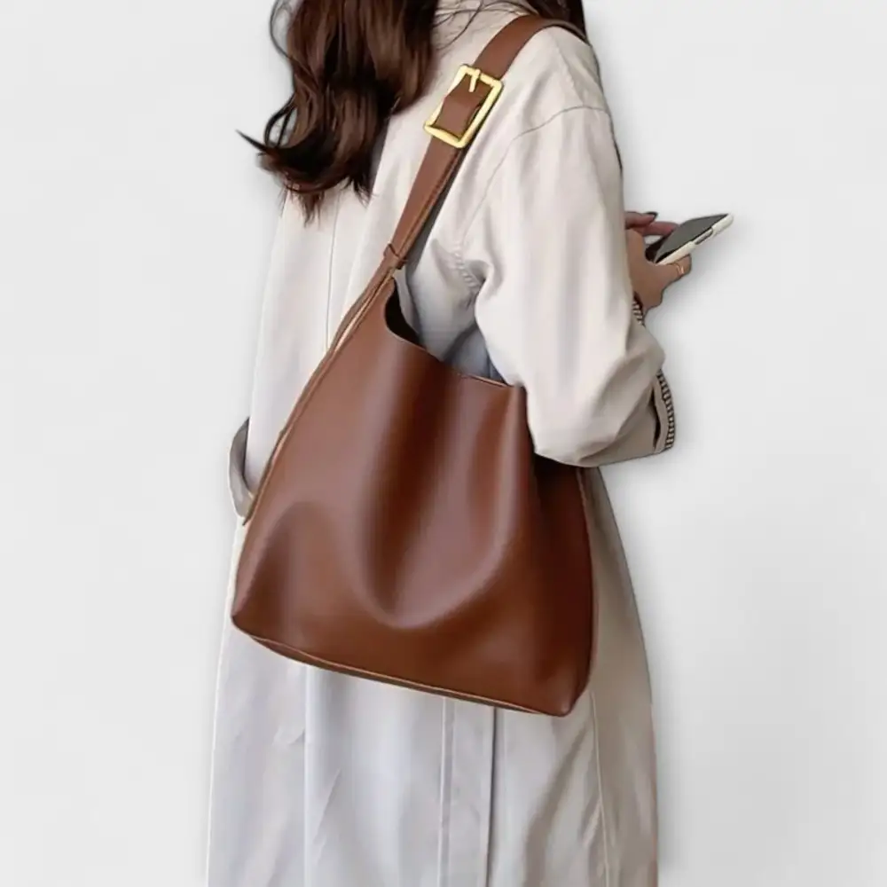 Buckle Leather Shoulder Bag