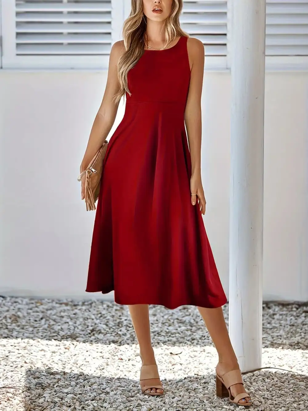 Sleeveless A-Line Midi Dress