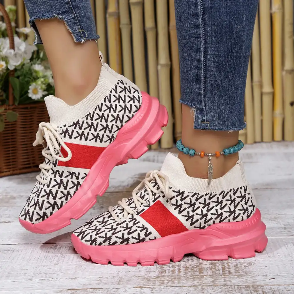 Round Toe Lace-Up Sneakers