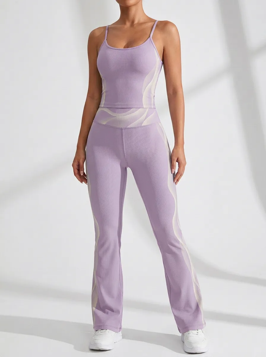 Wave Ribbed Textured Flare Active Set