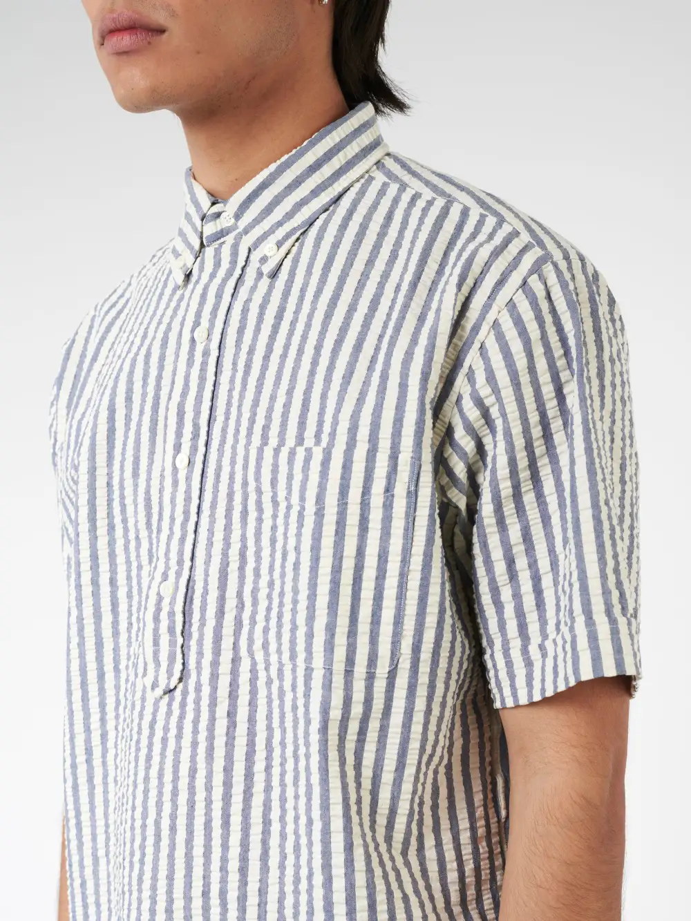 Men's Seersucker Button Down Collar Shirt
