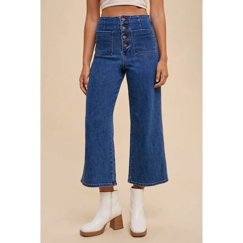 Button-Fly High-Waist Jeans